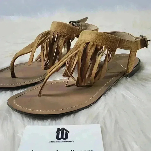 LC Lauren Conrad Boho Fringed Tassel Sandals - 7 - Picture 1 of 8